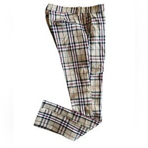 CHRISTOS NY The prince Men's Beige Plaid Pants Skinny Chinos size 34